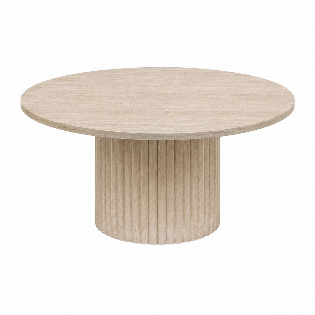 Table basse ronde beige en travertin Ø 90 x H 35 cm