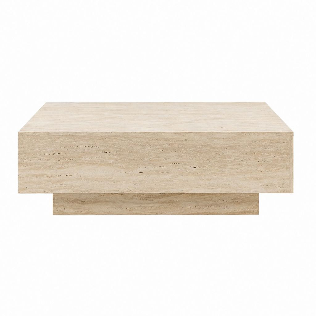 Table basse rectangulaire beige en travertin naturel 120 x 60 x 35 cm