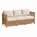 Canapé de jardin 3 places beige en bois d'acacia massif 200 x 78 x 82 cm
