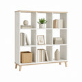 Bibliothèque 9 cases blanche en MDF rectangulaire 120 x 30 x 130 cm