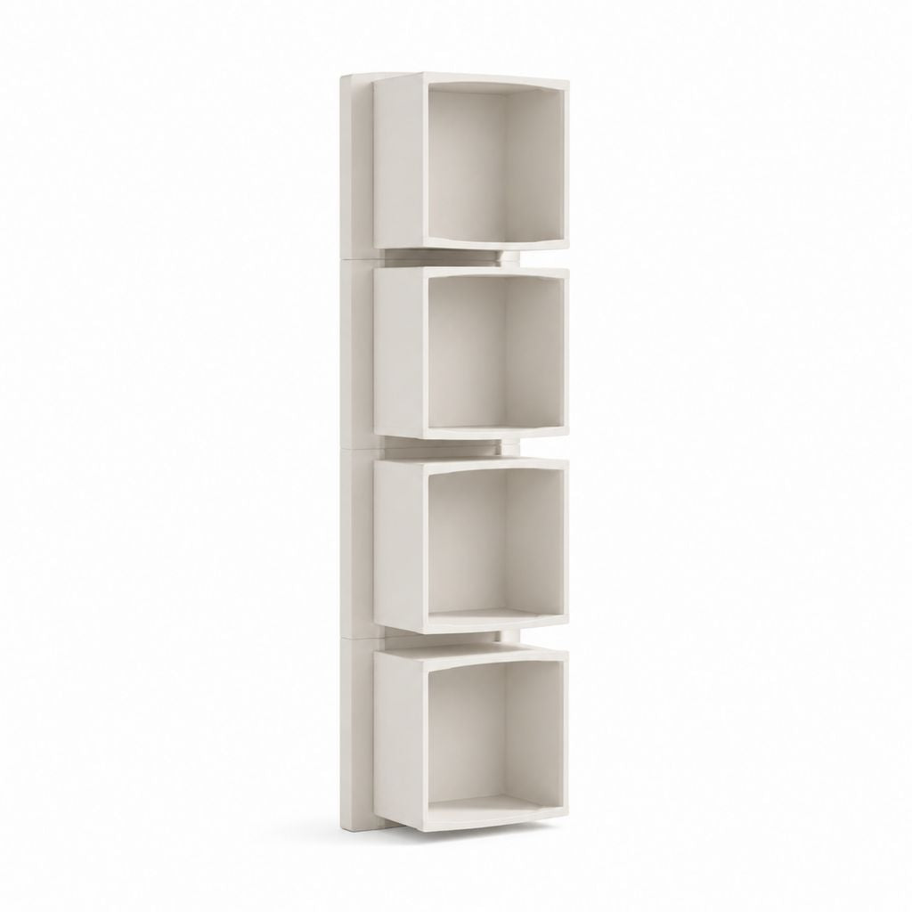 Bibliothèque colonne 4 niches blanche en panneaux MDF 180 x 35 x 35 cm