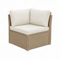 Fauteuil d'angle de jardin beige en résine tressée PE avec coussins 85 x 85 x 70 cm